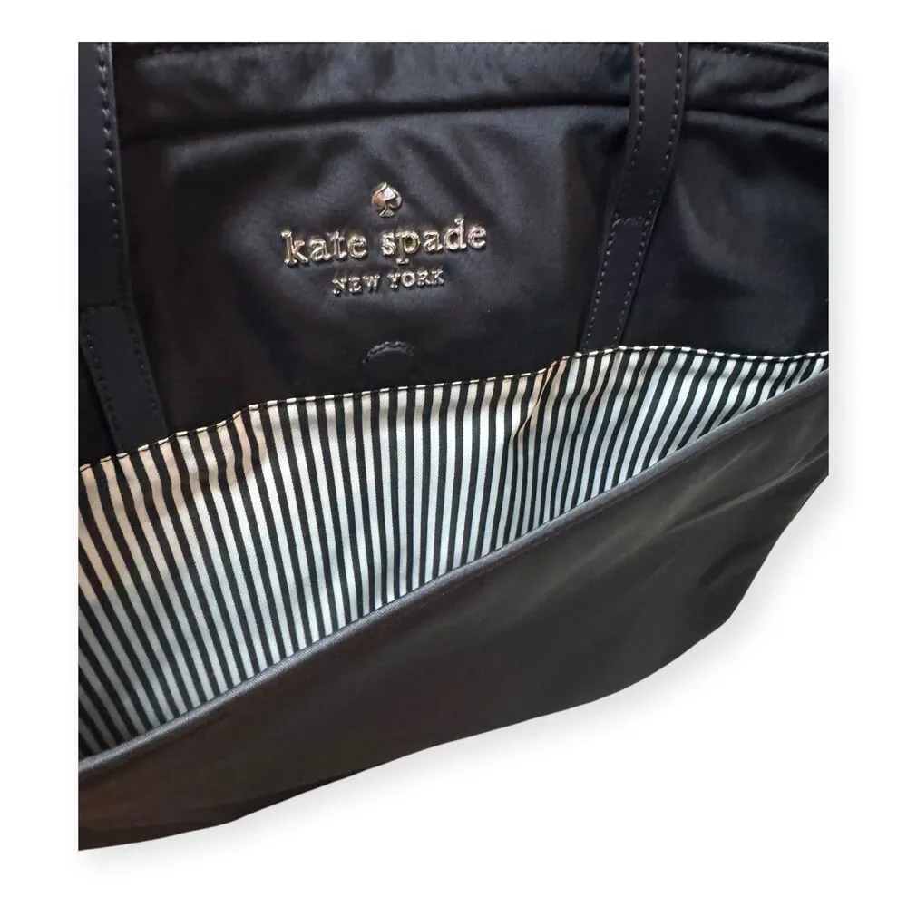 Kate Spade NY Nylon Laptop Daily Universal Bag Black‎ & White Striped Interior